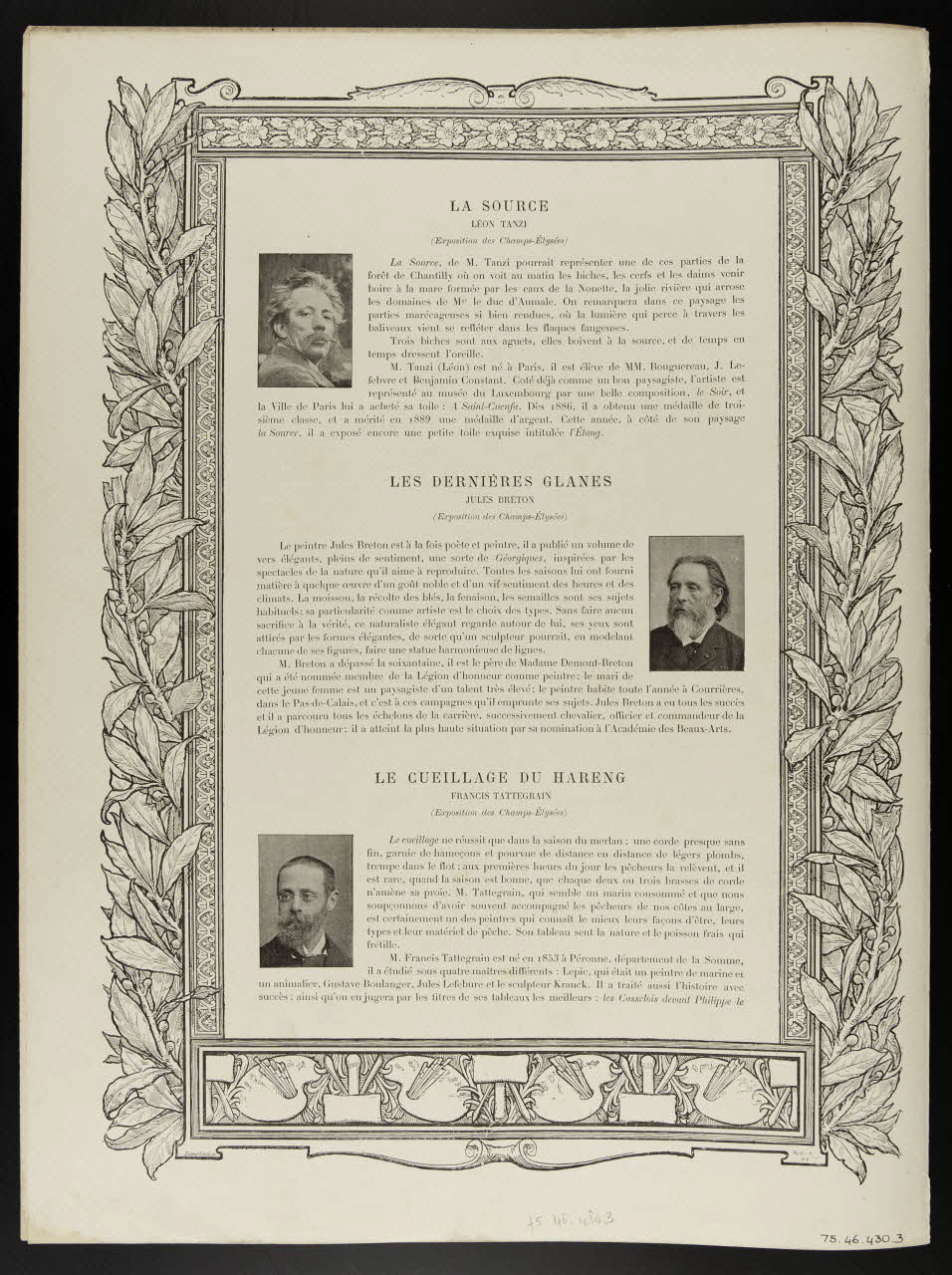 estampe TEXTE DES GRAVURES. 1975.46.430.3 Photo