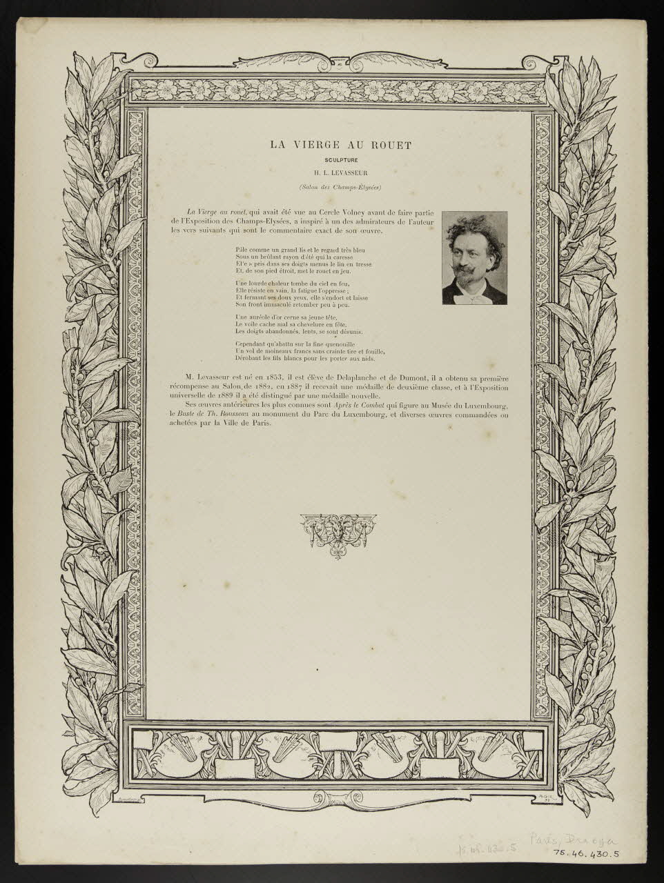 estampe TEXTE DES GRAVURES. 1975.46.430.5 Photo