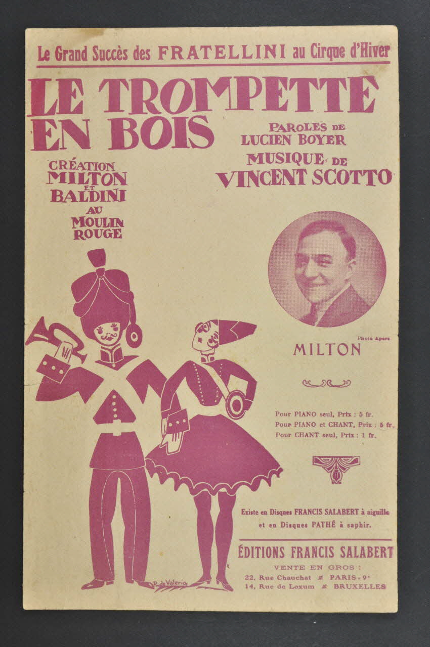 Lucien Boyer ; Vincent Scotto ; Georges Milton ; Baldini ; Francis F. Salabert chanson petit format Île-de-France, France 1924 1966.175.22 Photo Mucem