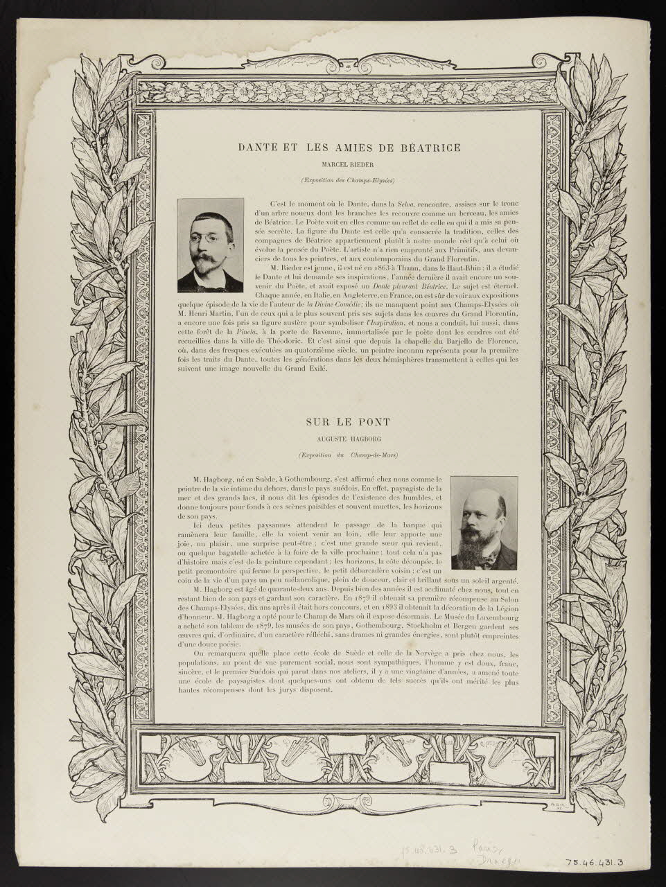 estampe TEXTE DES GRAVURES. 1975.46.431.3 Photo