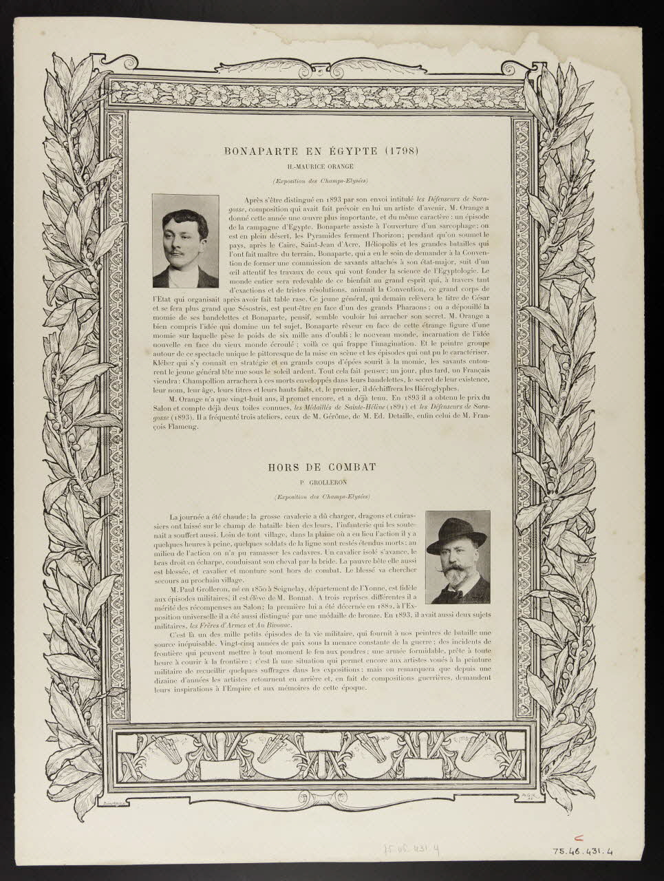 estampe TEXTE DES GRAVURES. 1975.46.431.4 Photo