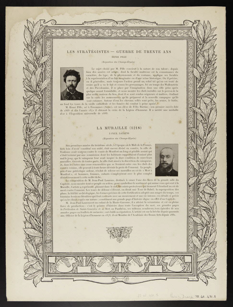 estampe TEXTE DES GRAVURES 1975.46.431.5 Photo