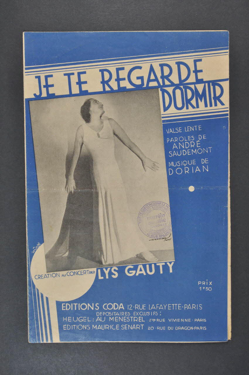 Dorian ; André Saudemont ; Lys Gauty ; Coda S.A. chanson petit format 1934 1965.168.78 Photo Mucem