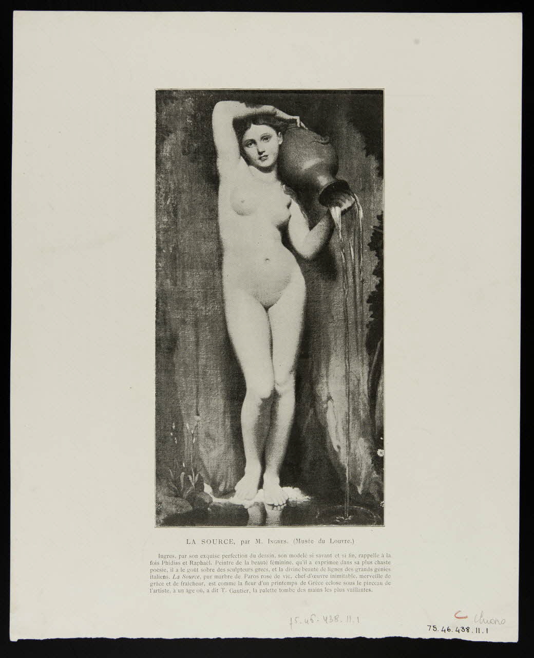 estampe LA SOURCE, par M. INGRES. (Musée du Louvre.) 1975.46.438.11.1/2 Photo