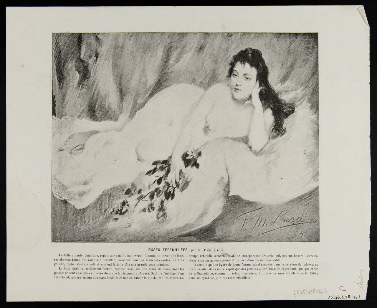 estampe ROSES EFFEUILLEES, par M. F.-M. LARD. 1975.46.438.14.1/2 Photo