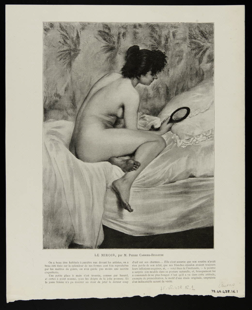 estampe LE MIROIR, par M. PIERRE CARRIER-BELLEUSE 1975.46.438.16.1/2 Photo