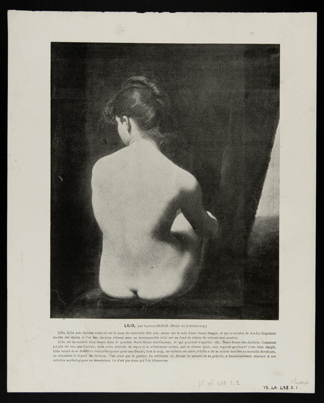 estampe LILIA, par CAROLUS DURAN. (Musée du Luxembourg.) 1975.46.438.5.1/2 Photo