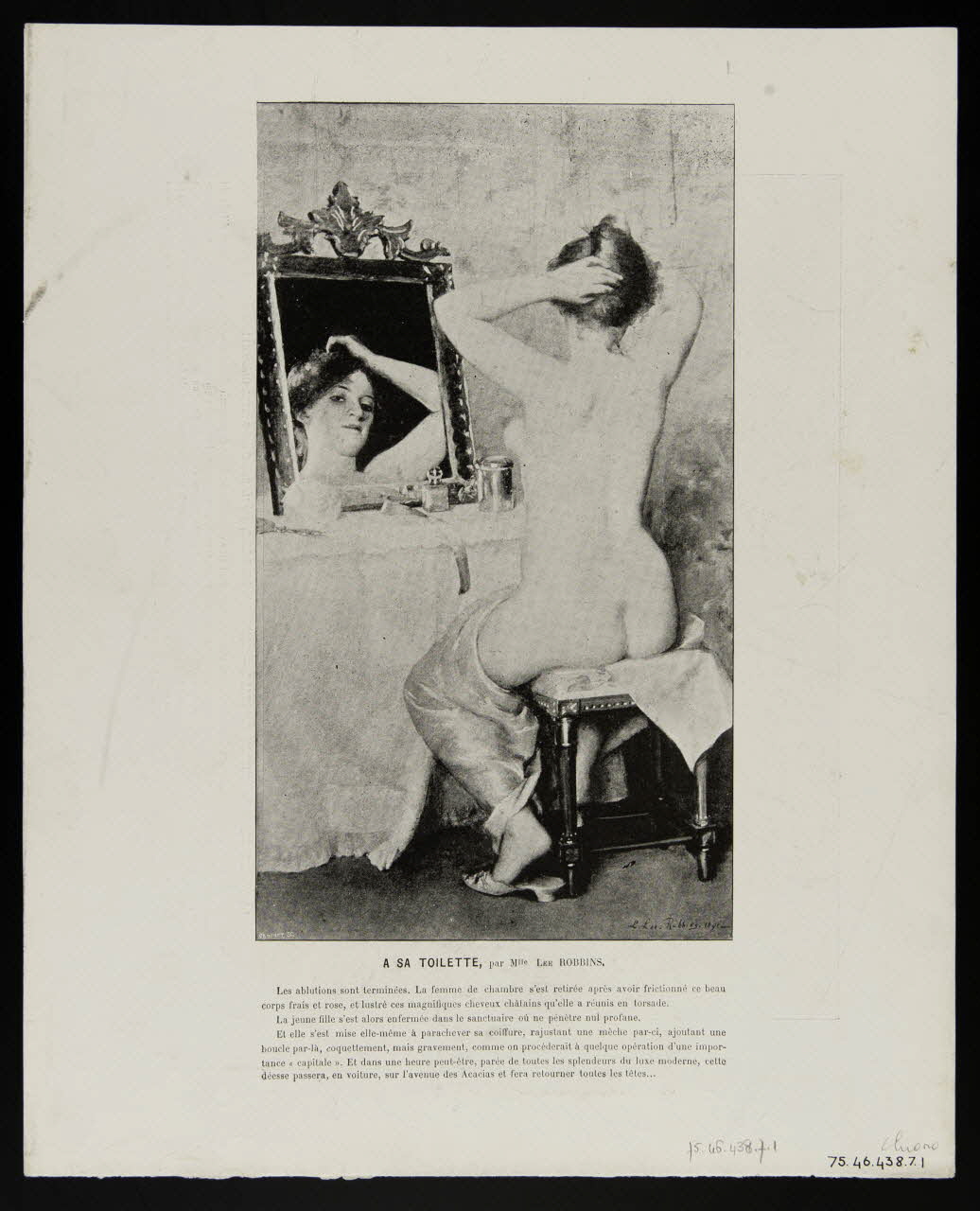 estampe A SA TOILETTE, par Mlle LEE ROBBINS 1975.46.438.7.1/2 Photo