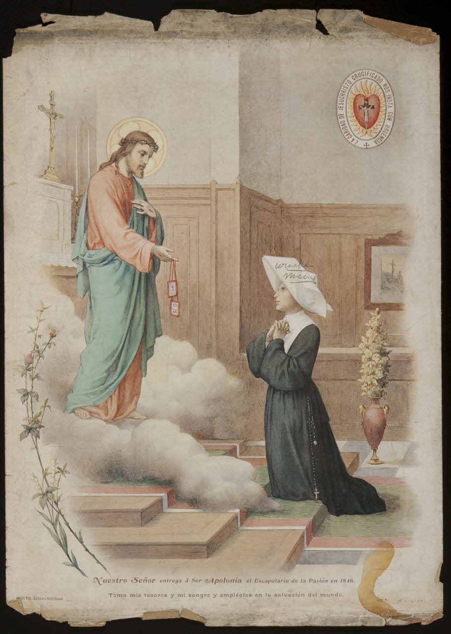 estampe Nuestro Senor entrega a Sor Apolonia el Escapulario de la Pasion en 1846 1975.46.67 Photo