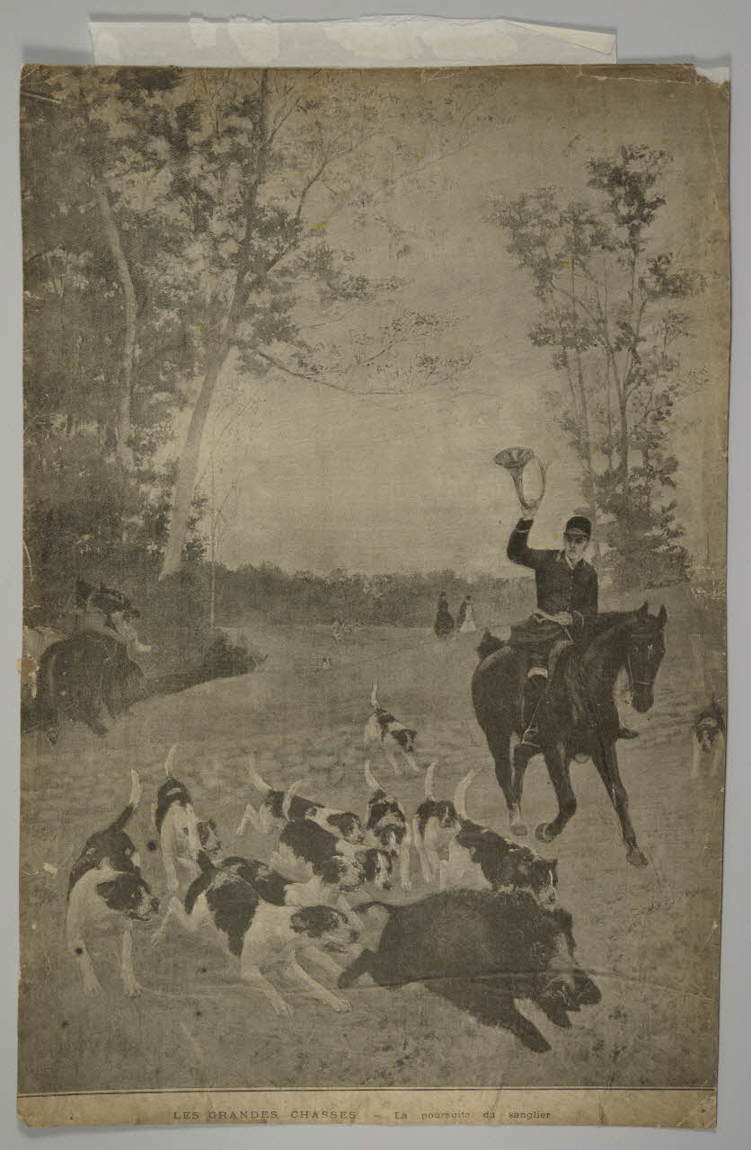 estampe LES GRANDES CHASSES. - La poursuite du sanglier 1975.46.77 Photo