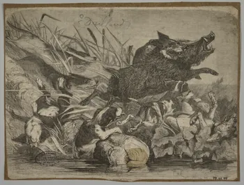 estampe La Chasse au Sanglier. 1975.46.99  Photo
