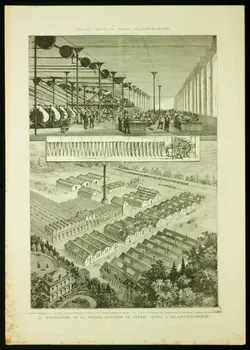 estampe LA MANUFACTURE DE LA SOCIETE FRANCAISE DE PAPIERS PEINTS, A BALAGNY-SUR-THERAIN 1880 1975.7.12 Photo