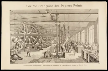 estampe Société Française des Papiers Peints  Vue d'ensemble de l'Imprimerie à la machine de la Manufacture de Papiers Peints de Balagny-sur-Thérain (Oise) 1880 1975.7.13  Photo