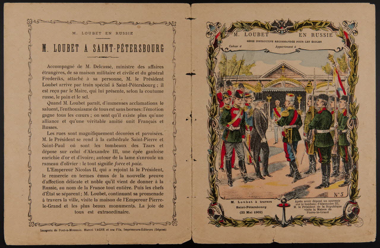Vagné Et Cie estampe M. LOUBET  EN RUSSIE  M. Loubet à travers  Saint-Pétersbourg  (22 Mai 1902) Lorraine, France 1902 1975.73.3.1/2 Photo