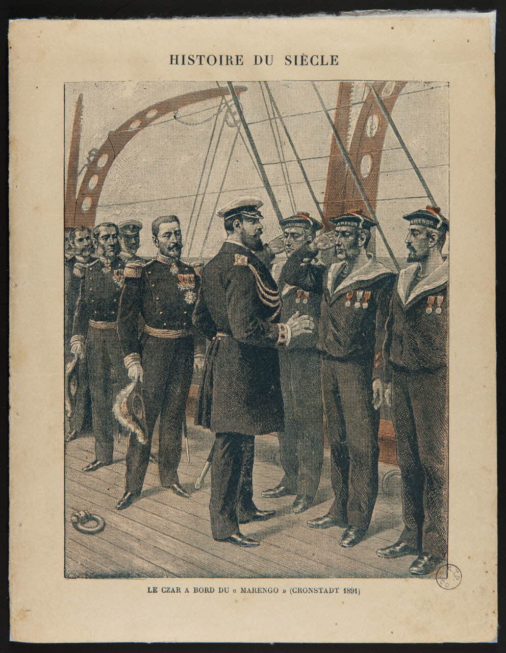 estampe HISTOIRE DU SIECLE  LE CZAR A BORD DU "MARENGO" (CRONSTADT 1891) 1975.73.4.1 Photo