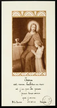 estampe Jésus  est venu habiter en moi  et j'ai pu Le prier  pour tous ceux  que j'aime 1975.9.19 Photo