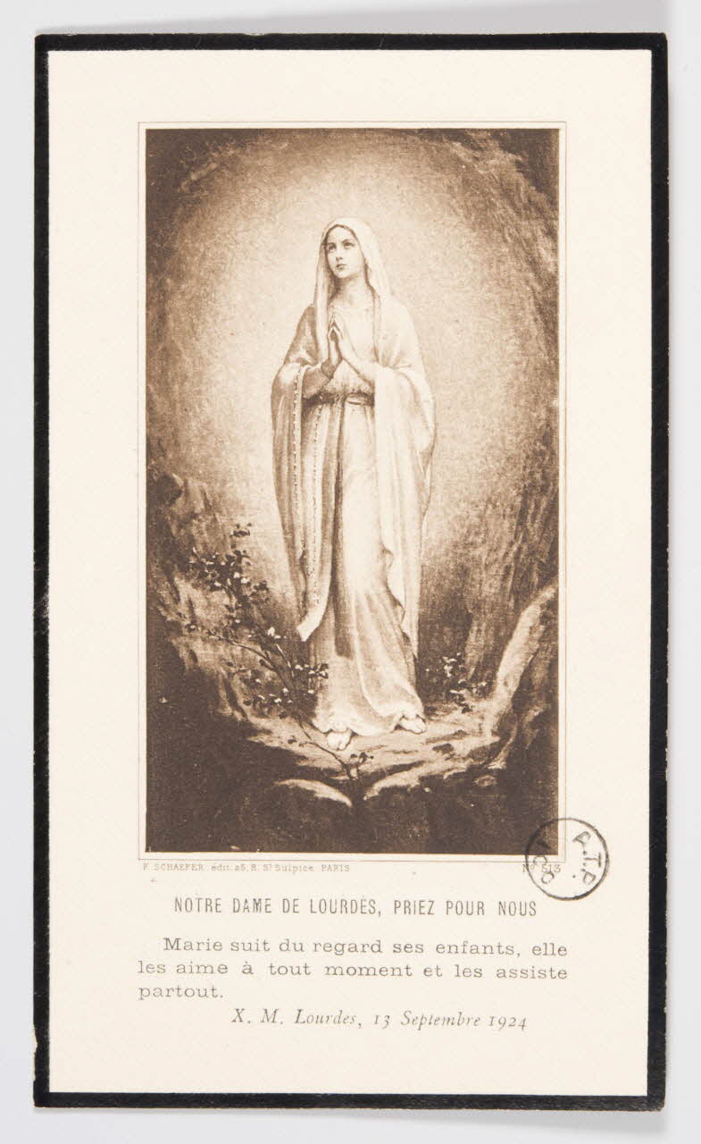 estampe NOTRE DAME DE LOURDES, PRIEZ POUR NOUS 1975.9.27 Photo