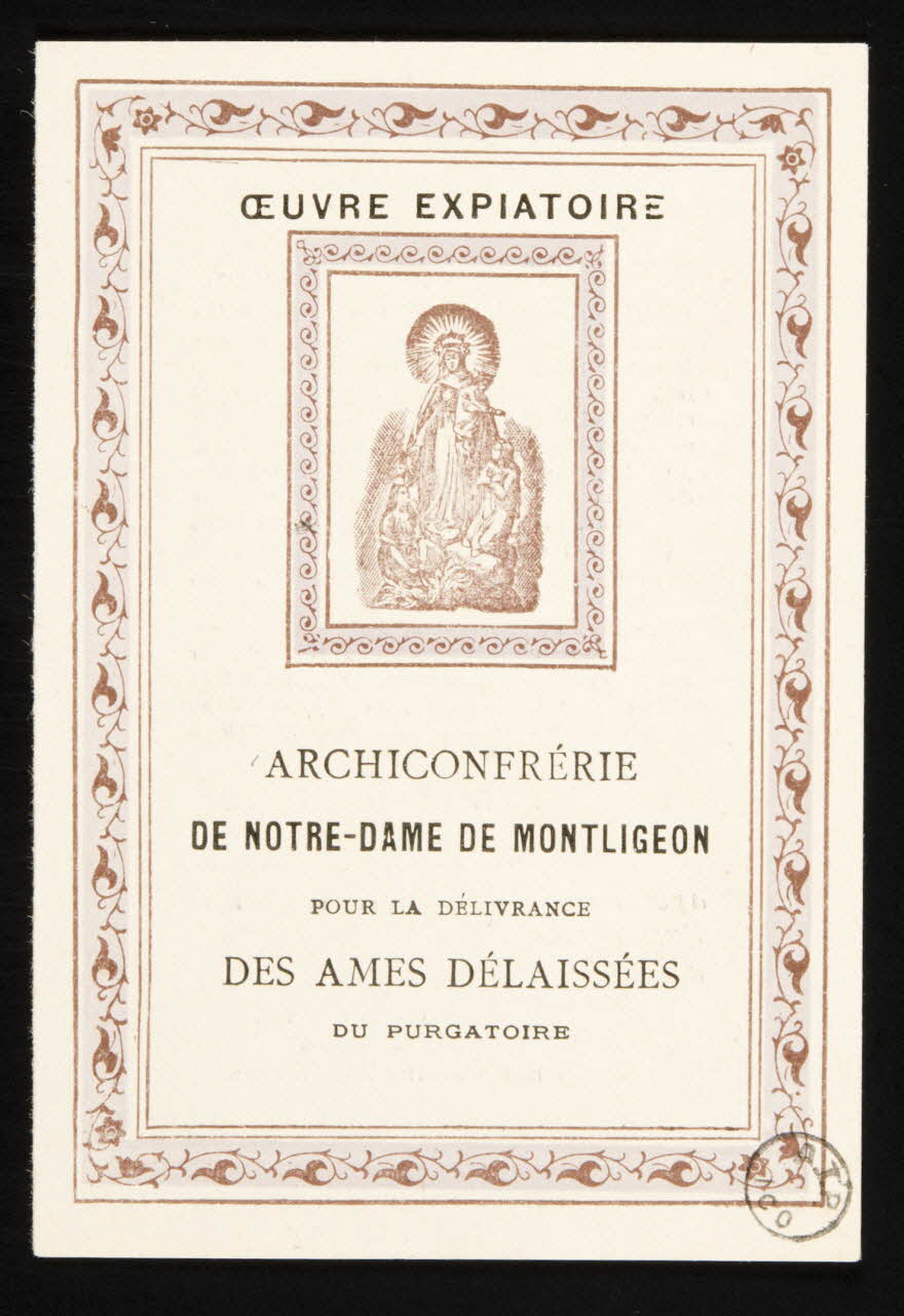 estampe OEUVRE EXPIATOIRE  ARCHICONFRERIE  DE NOTRE-DAME DE MONTLIGEON 1975.9.28 Photo