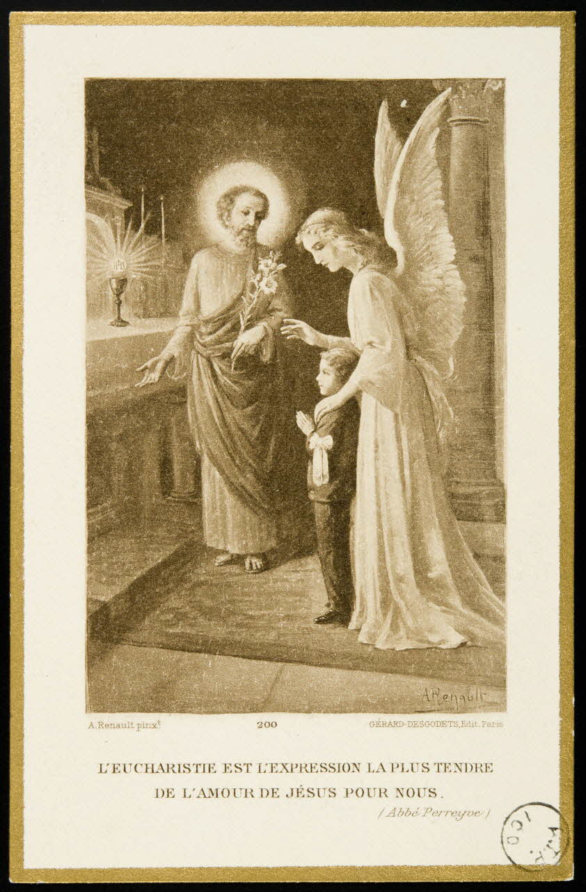 estampe L'EUCHARISTIE EST L'EXPRESSION LA PLUS TENDRE  DE L'AMOUR DE JESUS POUR NOUS. 1975.9.7 Photo