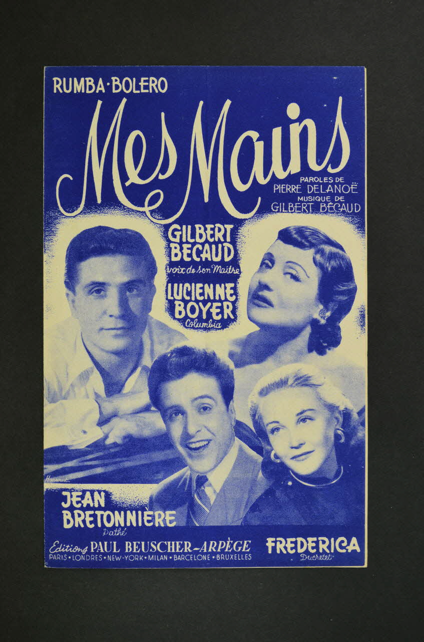 Pierre Delanoë ; Gilbert Bécaud ; Paul Beuscher chanson petit format Île-de-France, France 1953 1966.178.2 Photo Mucem