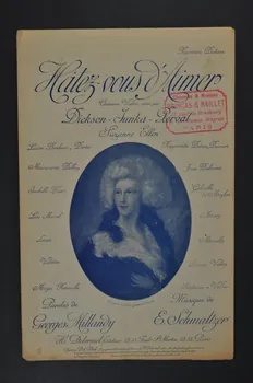 E. Schmalzer ; Georges Millandy ; Henri Dickson ; Léonce Junka ; Derval ; H. Delormel chanson petit format Île-de-France, France 1911 1965.172.10  Photo Mucem