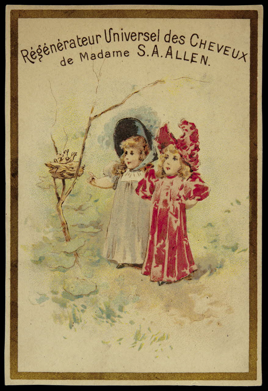 Testu & Massin carte réclame Petites filles devant un nid d'oiseau 1879-1903 1994.25.188 Photo