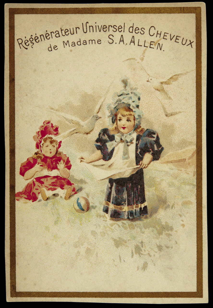 Testu & Massin carte réclame Petites filles et colombes 1879-1903 1994.25.189 Photo