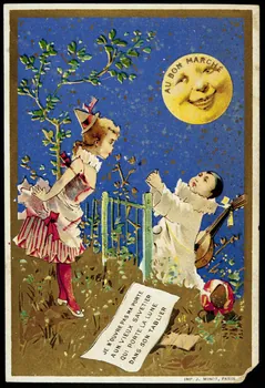 carte réclame JE N'OUVRE PAS MA PORTE  A UN VIEUX SAVETIER  QUI PORTE LA LUNE  DANS SON TABLIER 1994.25.29  Photo