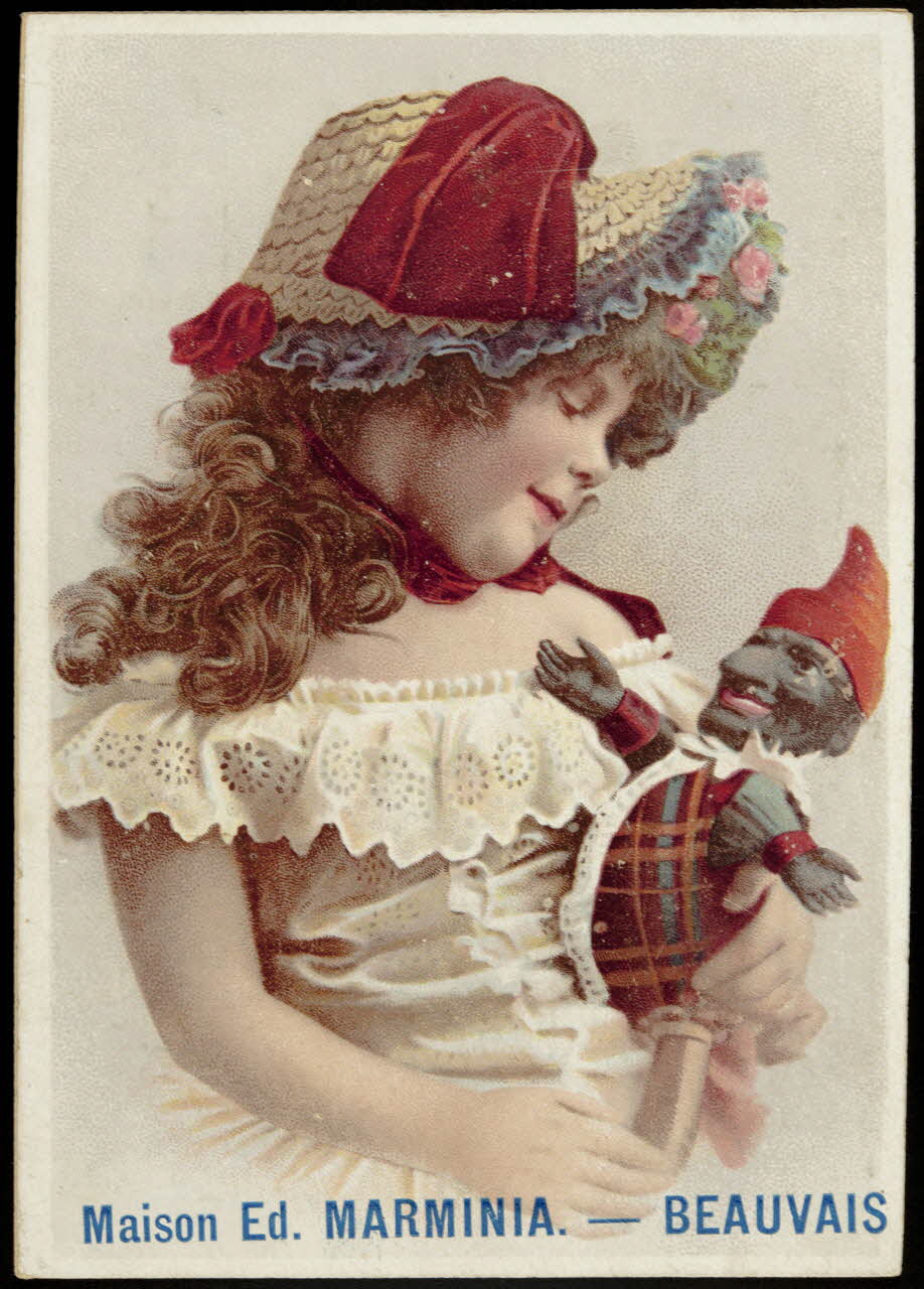 Léopold Verger carte réclame Petite fille a la marionnette 1878-1914 1994.25.58 Photo