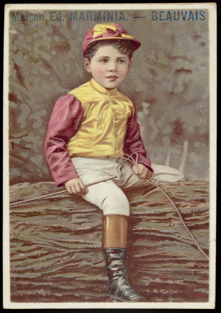 carte réclame Petit garçon en tenue de jockey 1994.25.60 Photo