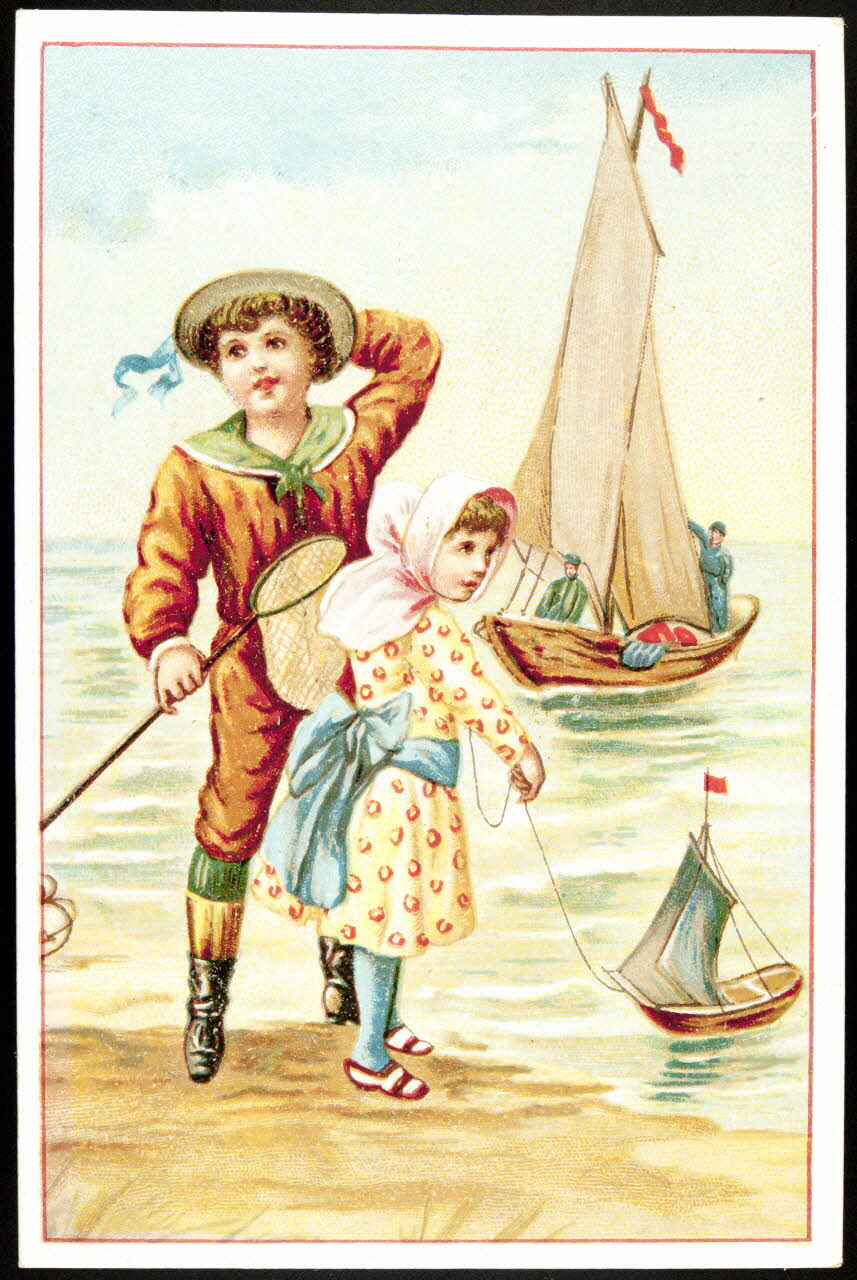 Léopold Verger carte réclame Enfants au bord de la mer 1878-1914 1994.25.67 Photo