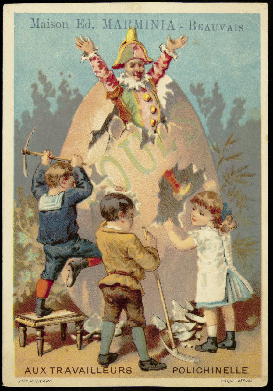 Henri Sicard carte réclame AUX TRAVAILLEURS POLICHINELLE 1884-1890 1994.25.81 Photo