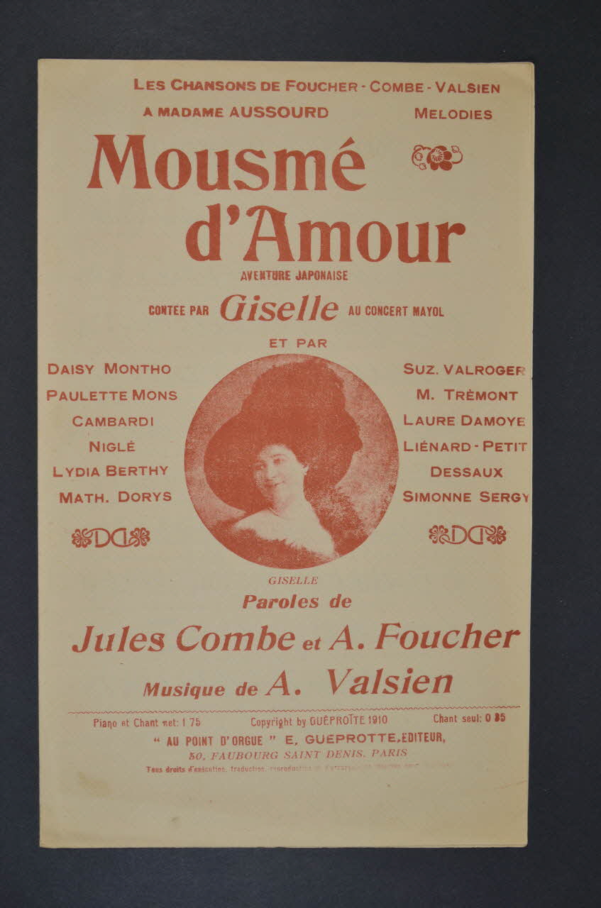 Jules Combe ; Albert Valsien ; Armand Foucher ; Giselle ; Emile Guéprotte chanson petit format Île-de-France, France 1910 1965.172.128 Photo Mucem