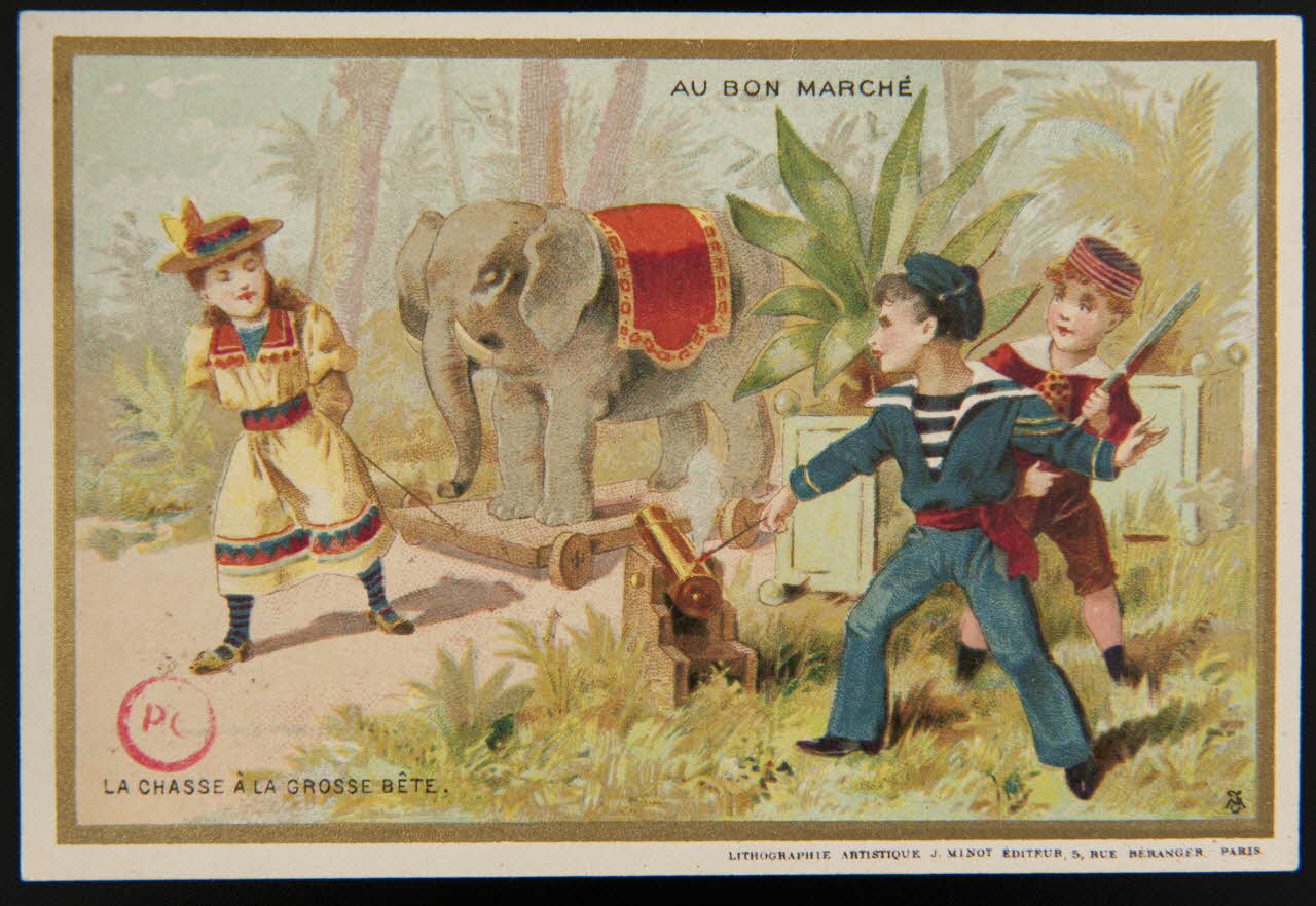 carte réclame LA CHASSE A LA GROSSE BETE 1889 1994.31.153.4 Photo