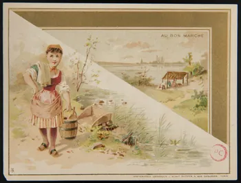 carte réclame Jeune fille allant au lavoir 1994.31.163.2  Photo