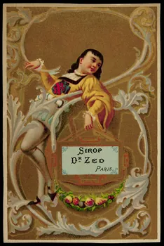 carte réclame Jeune homme du Moyen Age dans un entrelac de feuilles d'acanthe 1994.31.169.1 Photo