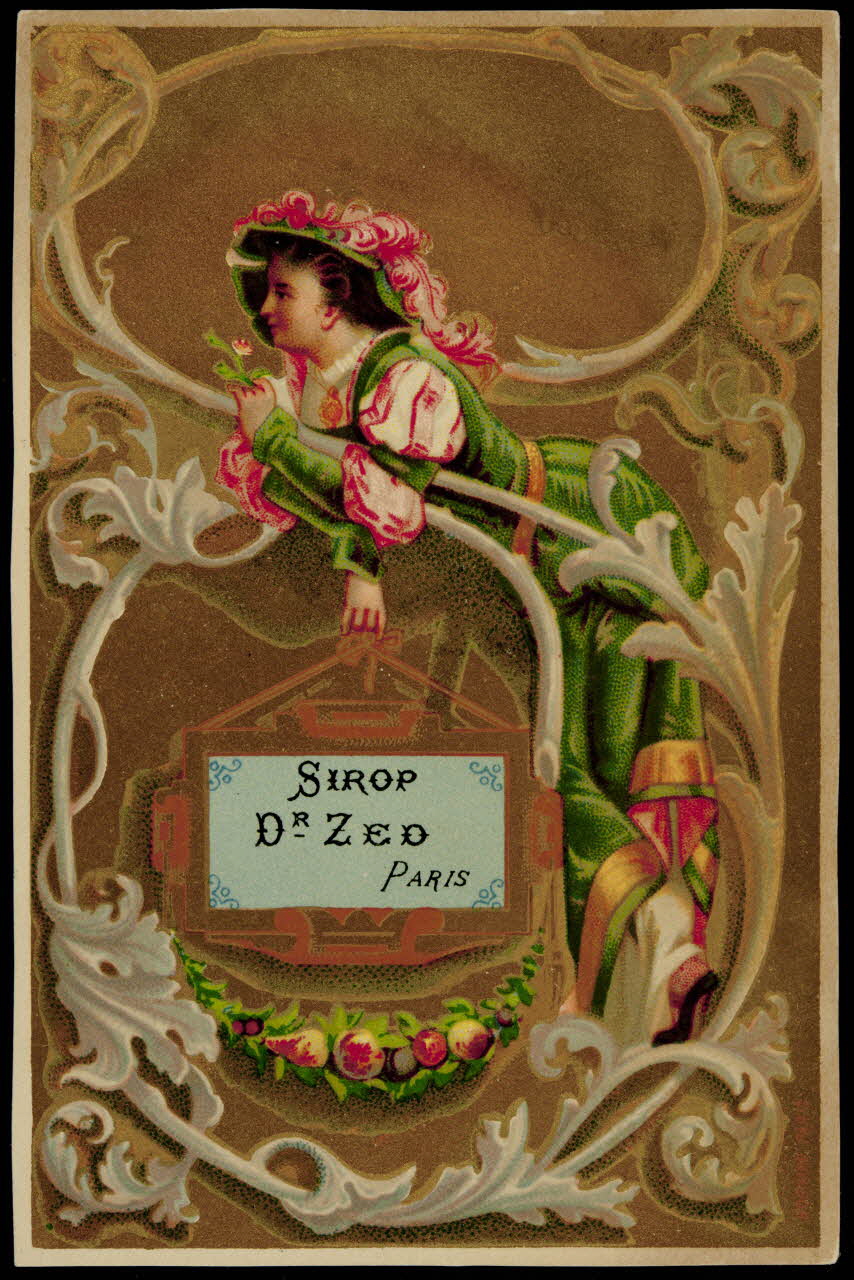 carte réclame Jeune fille de la Renaissance dans des feuilles d'acanthe 1994.31.169.2 Photo