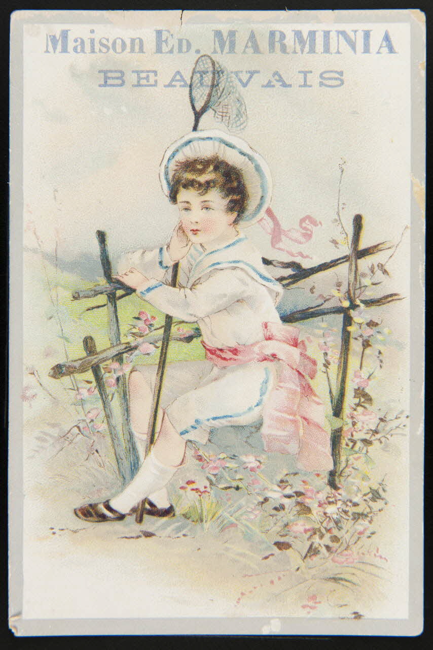 carte réclame Garçon accoudé à une barrière 1994.31.196.1 Photo