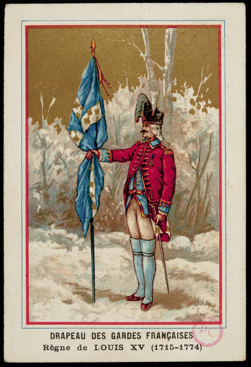 carte réclame DRAPEAU DES GARDES FRANCAISES  Règne de LOUIS XV (1715-1774) 1994.31.210.3 Photo