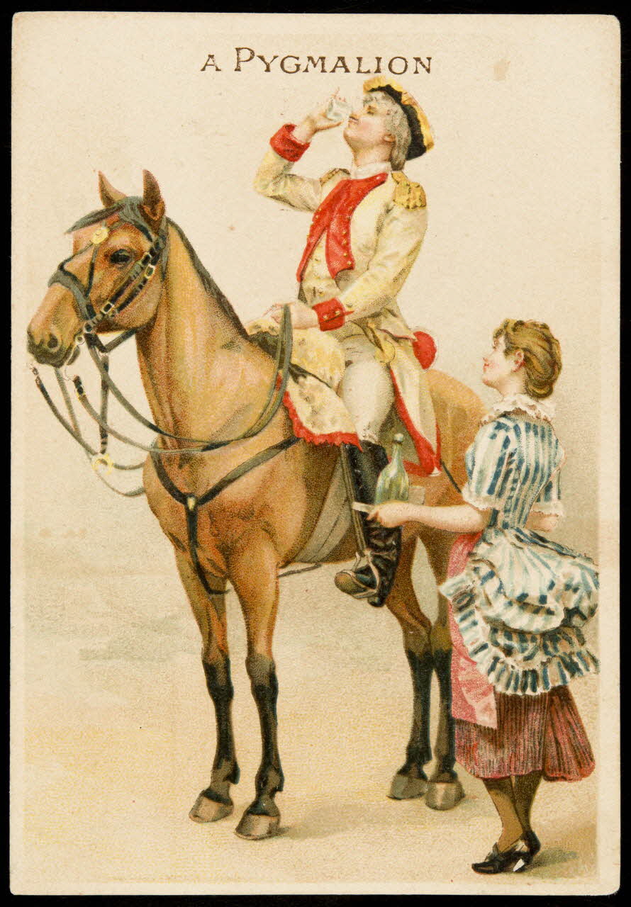 carte réclame Femme donnant à boire à un cavalier 1994.31.298.1 Photo