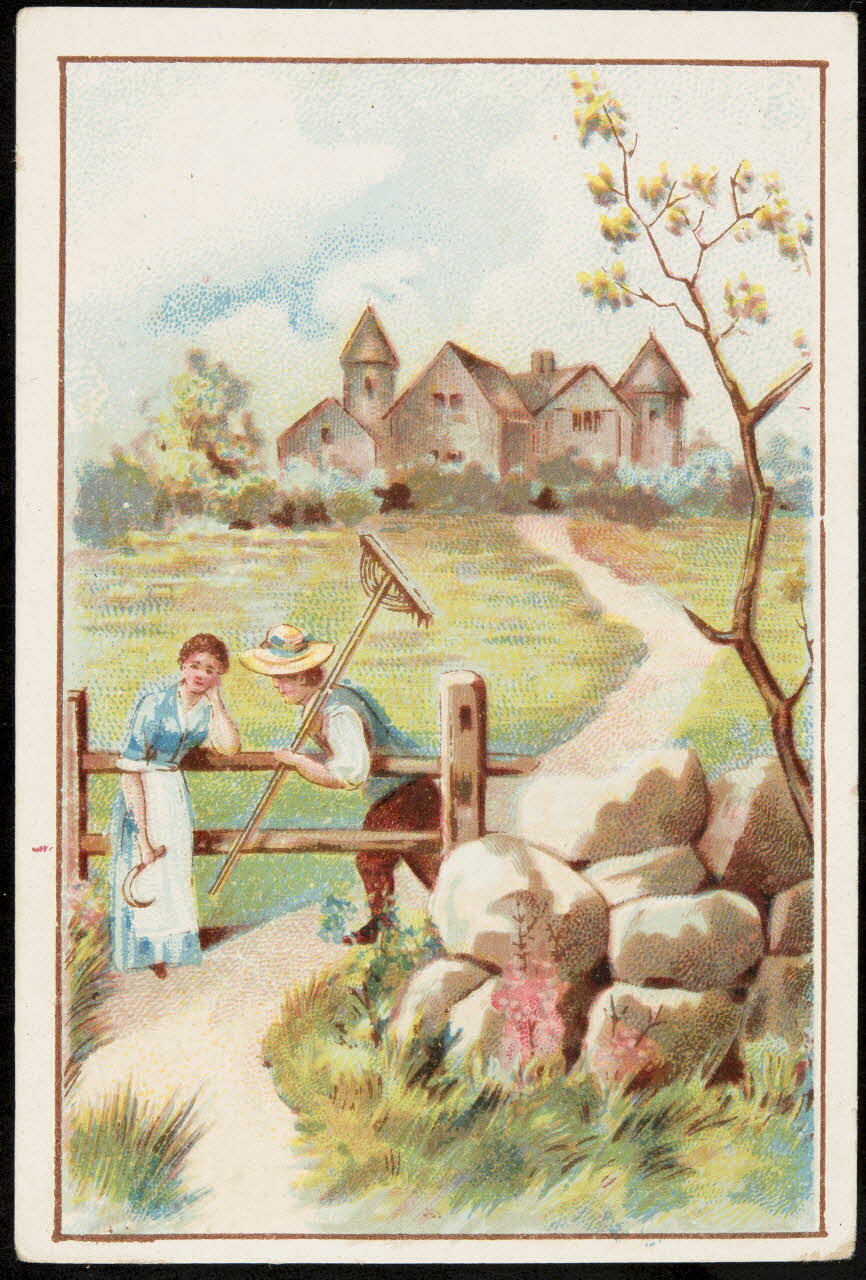 carte réclame Paysage avec deux paysans et une ferme 1994.31.315.1 Photo