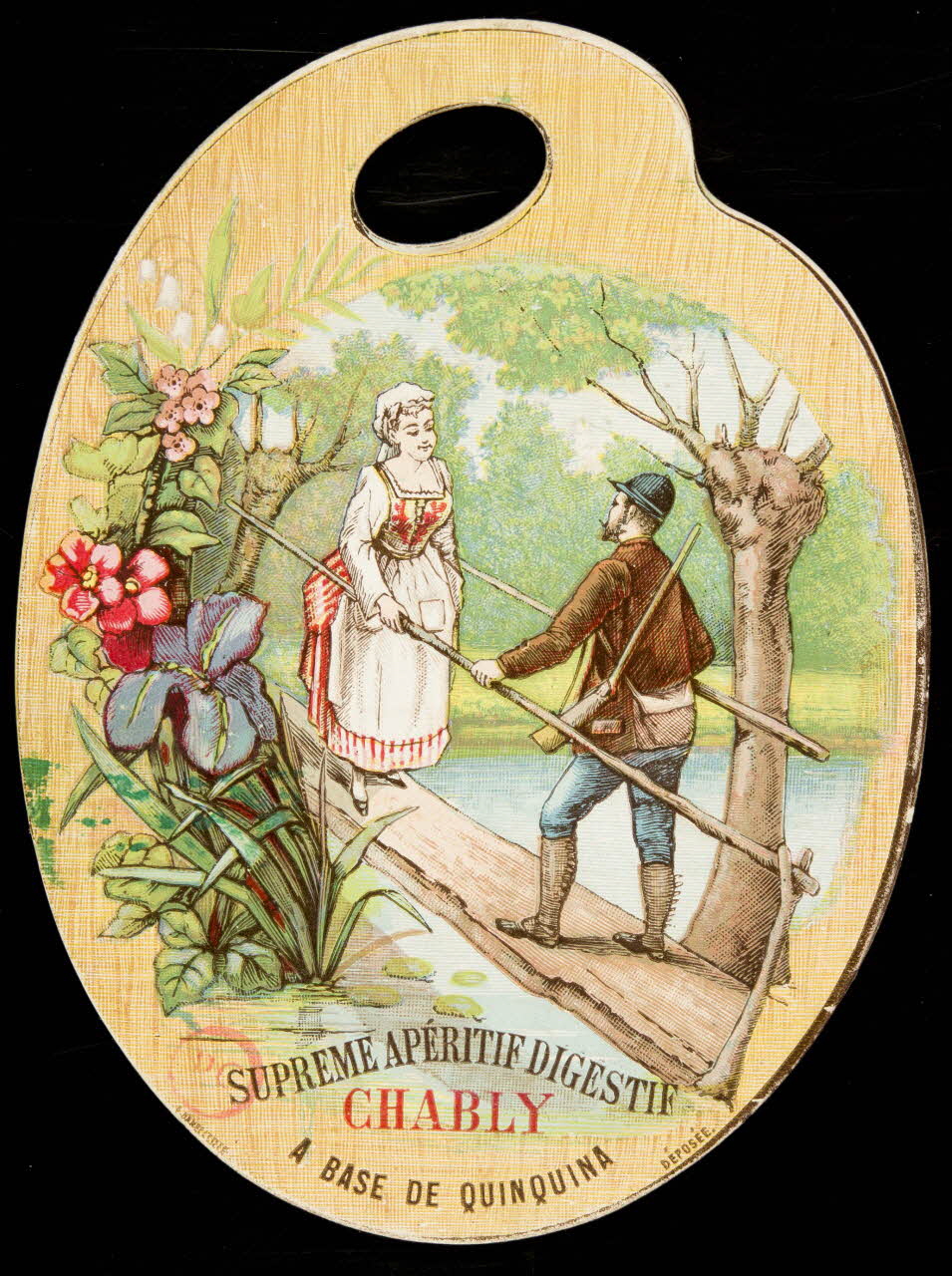 carte réclame Femme et homme sur un pont 1994.31.346.1 Photo