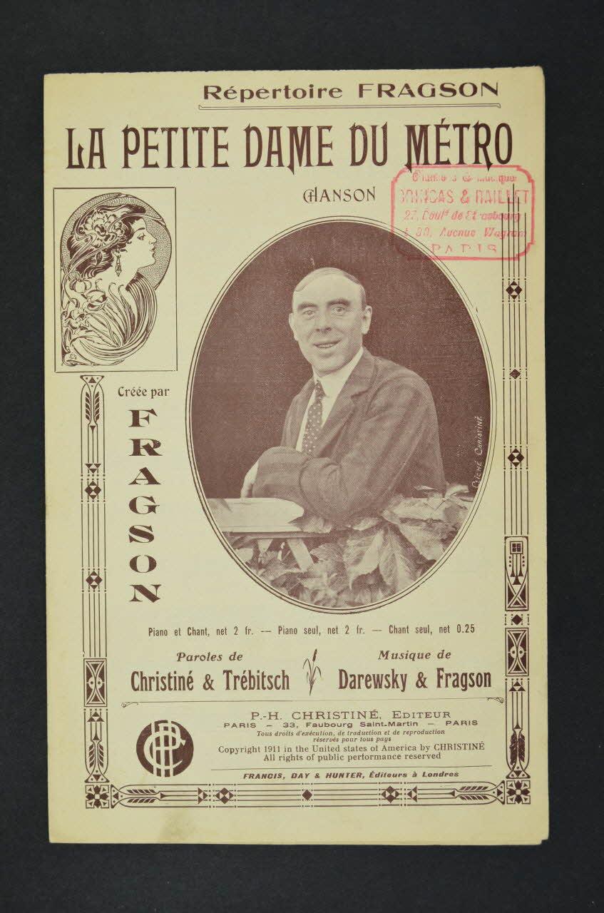 Henri Christiné ; Alexandre Trébitsch ; Herman Darewski ; Harry Fragson chanson petit format Île-de-France, France 1911 1965.172.139 Photo Mucem