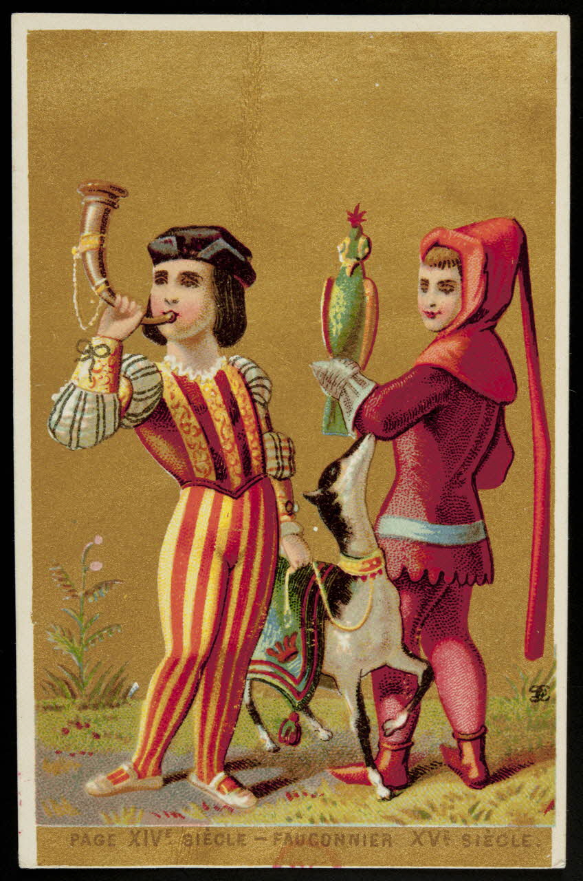 carte réclame PAGE XIVE. SIECLE - FAUCONNIER XVE. SIECLE. 1994.31.85.3 Photo