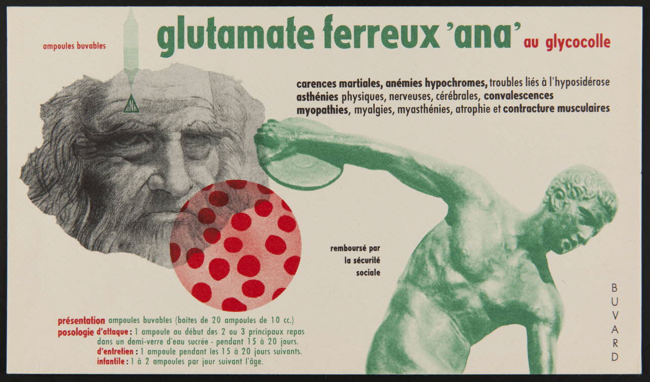 buvard publicitaire glutamate ferreux 'ana' au glycocolle 1994.34.1000 Photo