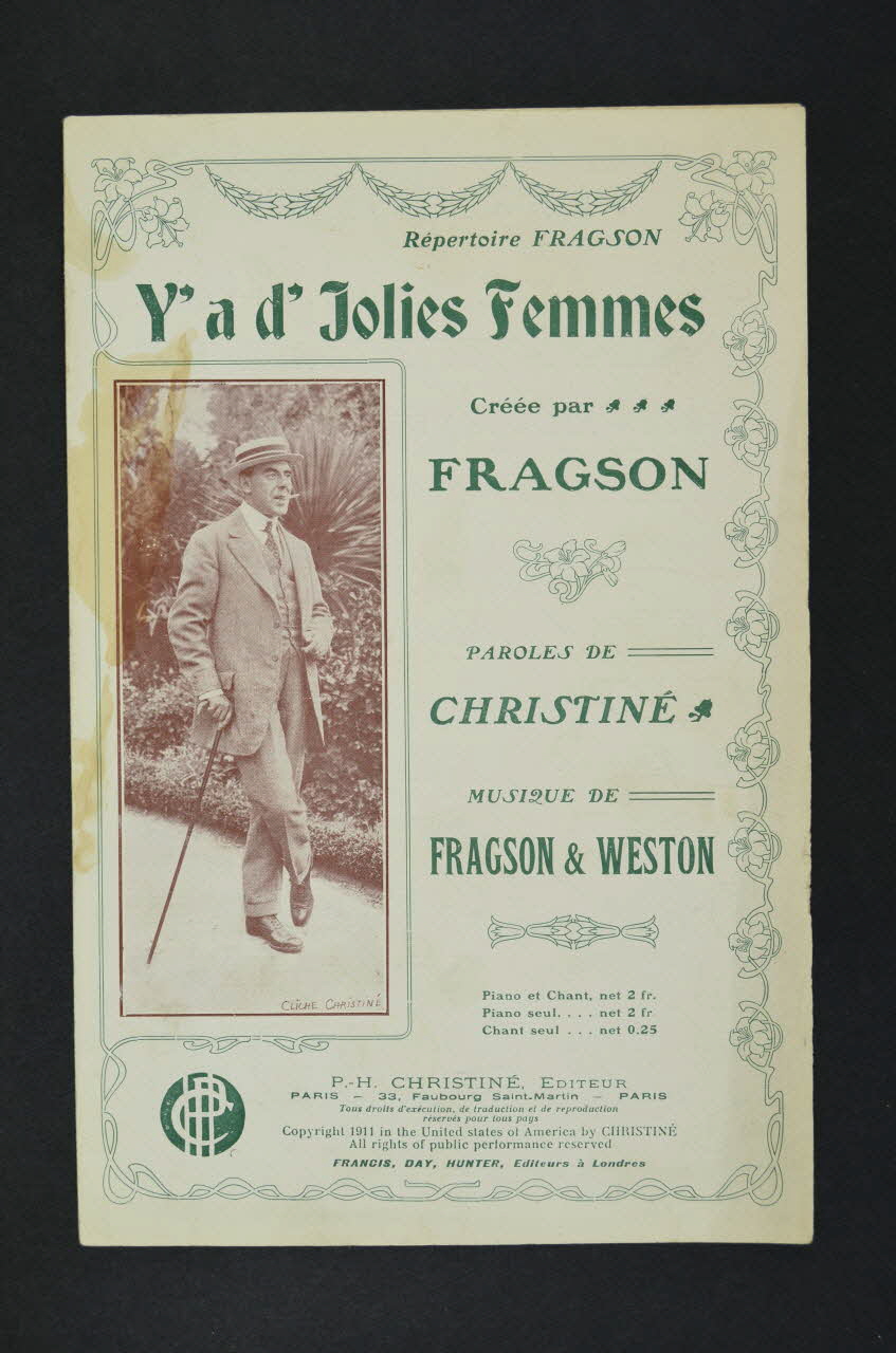 Harry Fragson ; Henri Christiné ; Wetson chanson petit format Île-de-France, France 1911 1965.172.141 Photo Mucem