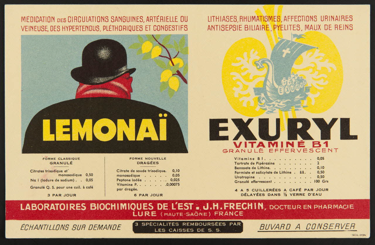 buvard publicitaire LEMONAÏ  EXURYL  VITAMINE B1 1994.34.1051 Photo