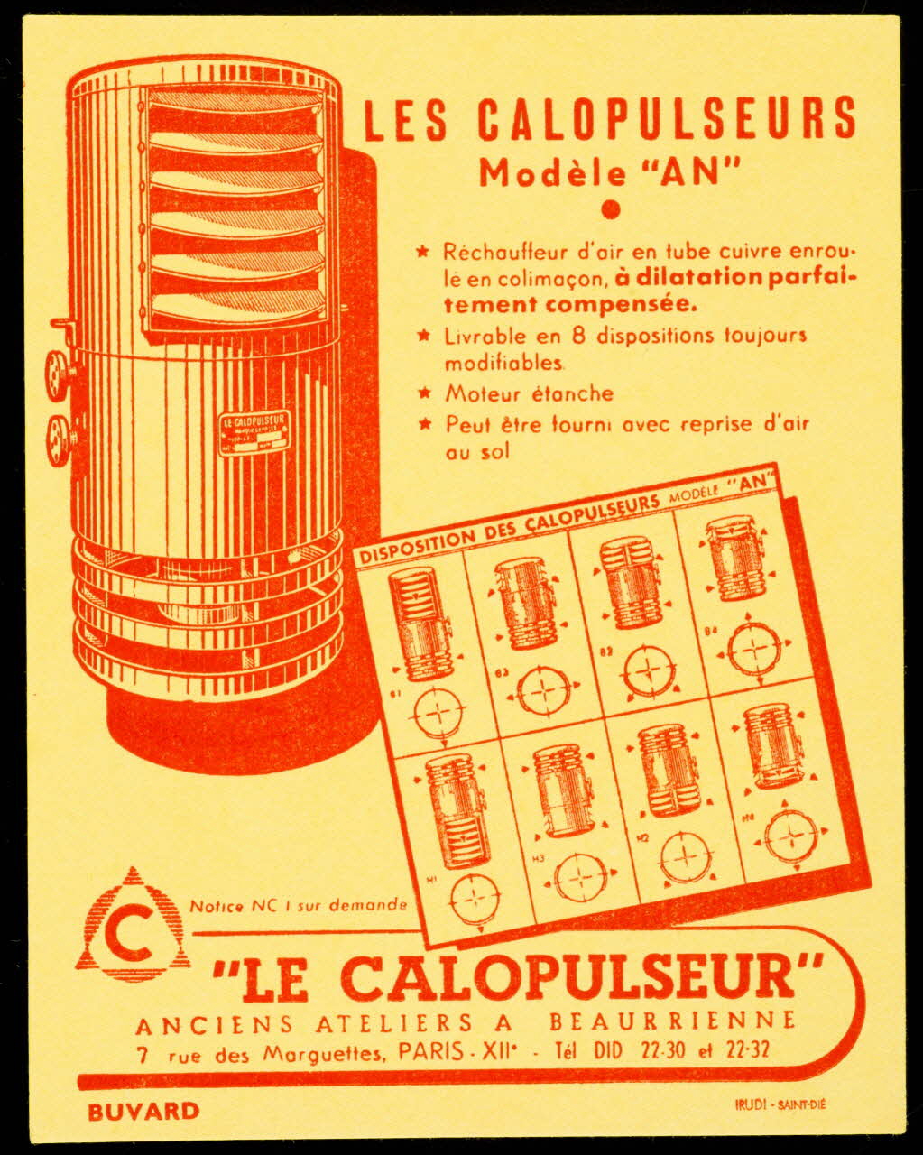 buvard publicitaire "LE CALOPULSEUR" 1994.34.1063 Photo