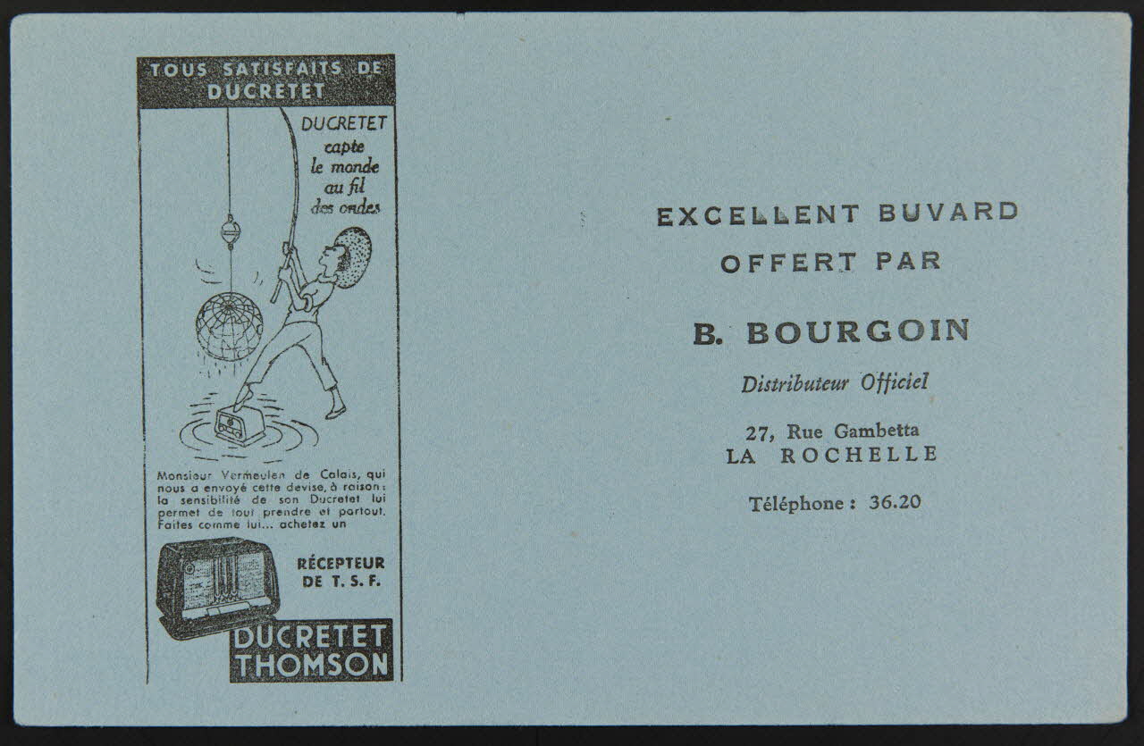 buvard publicitaire TOUS SATISFAITS DE  DUCRETET 1994.34.1066 Photo
