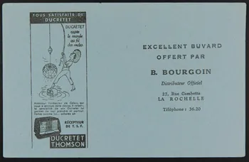 buvard publicitaire TOUS SATISFAITS DE  DUCRETET 1994.34.1066 Photo